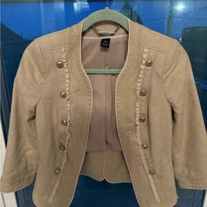 White House Black Market Beige Blazer with Button Accents